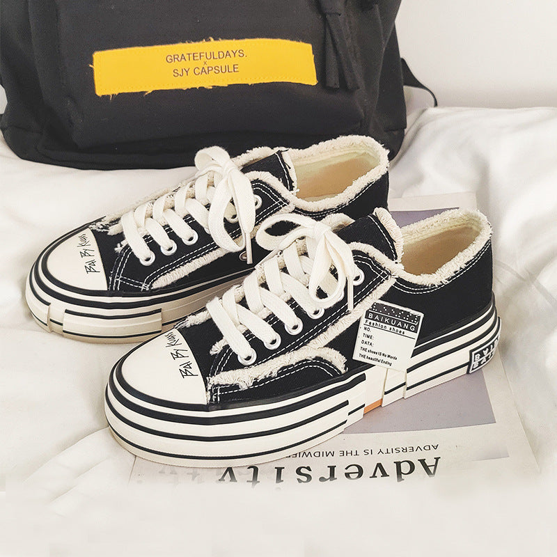 Women's & Men's Beggar Vulcanized Thick Sole Height Increasing Low Canvas Shoes Newgew