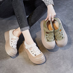 Women Casual Plaited Leather Flat Platform Sandals Newgew Shoes