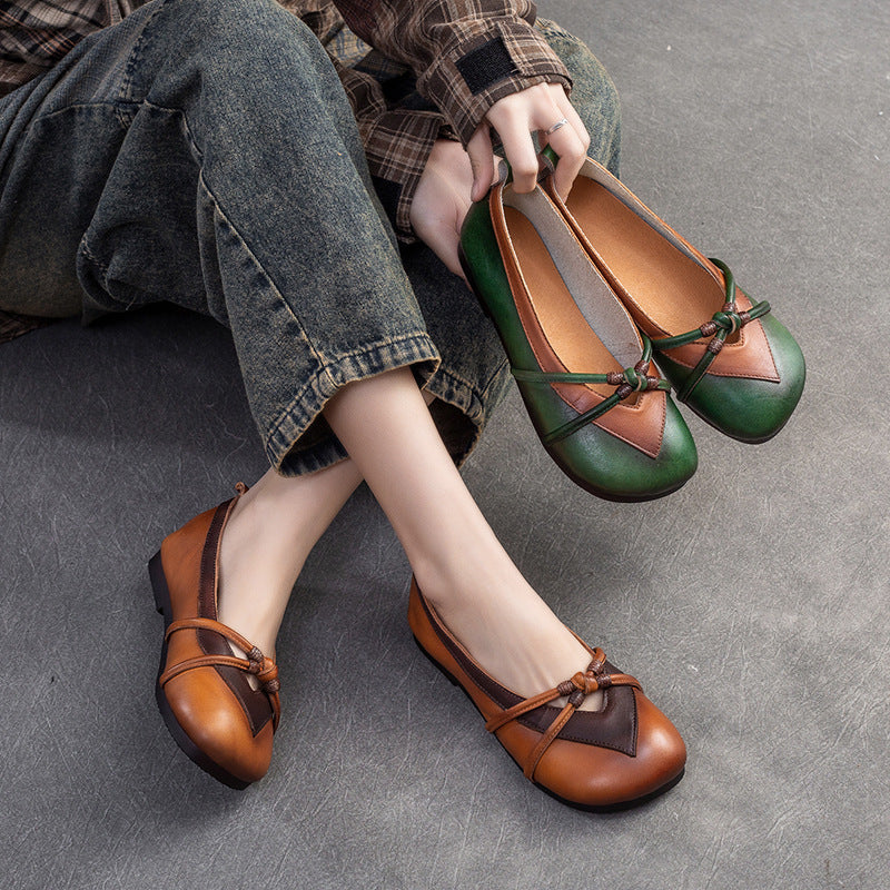 Women Retro Leather Soft Casual Flats Shoes Newgew Shoes