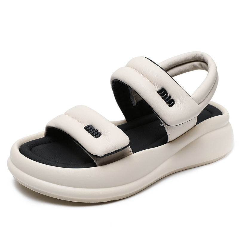 Women Casual Sheepskin Summer Beach Sandals Newgew Shoes