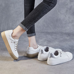 Women Minimalist Fashion Leather Flat Casual Shoes Newgew Shoes