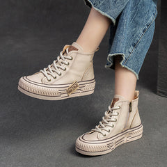 Women Fashion Cowhide Comfort Flat Ankle Boots Newgew Shoes