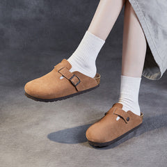 Women Retro Suede Soft Casual Mules Shoes Newgew Shoes