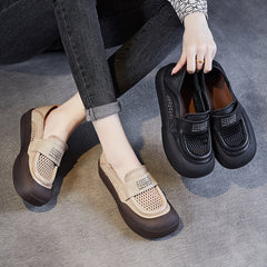 Women Breathable Mesh Leather Flat Casual Shoes Newgew Shoes
