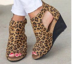 Leopard Open Toe Wedges NewGew