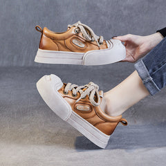 Women Leather Fashion Flat Casual Shoes Newgew Shoes