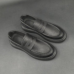 Men Minimalist Breathable Hollow Leather Casual Loafers Newgew Shoes