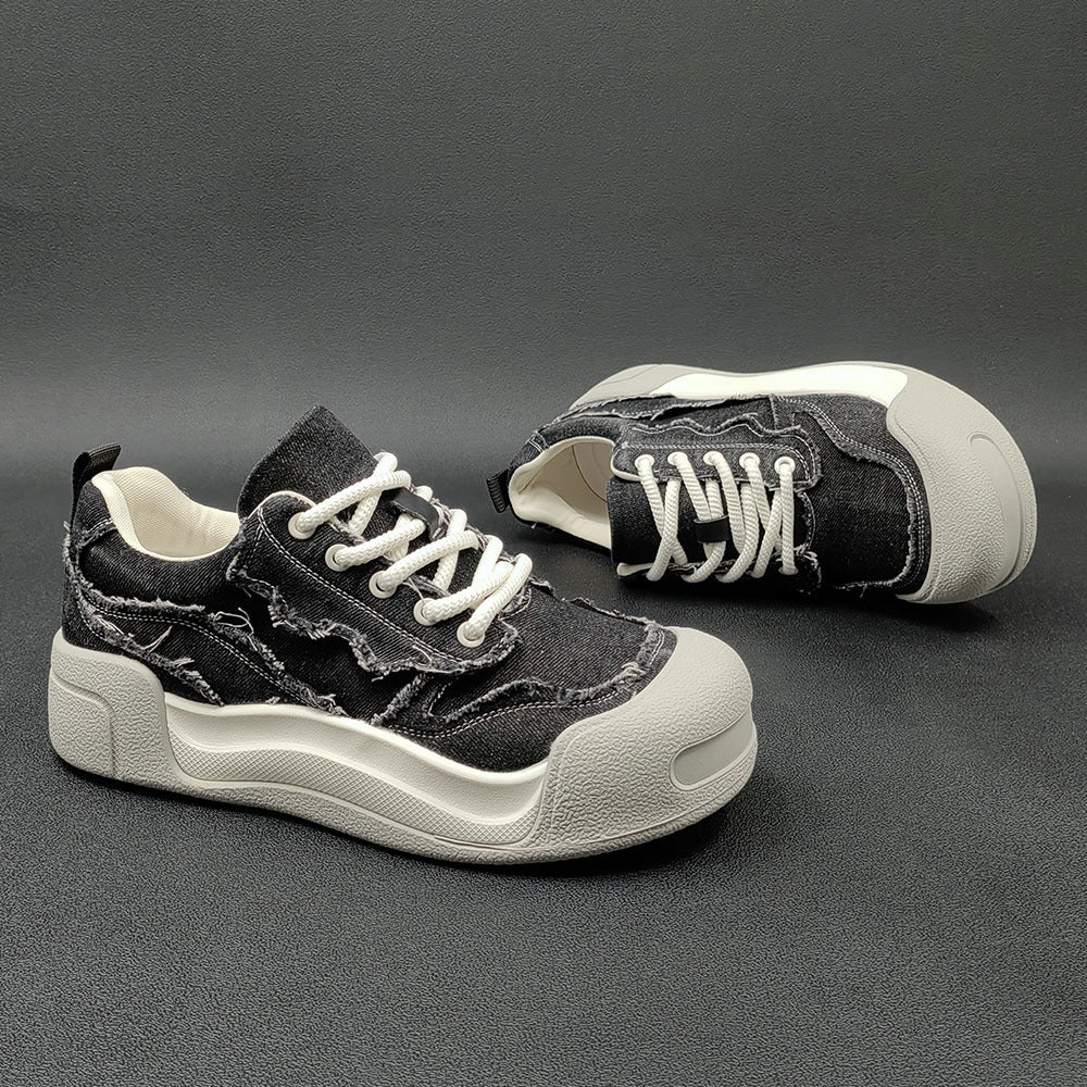 Men Fashion Patchwork Denim Canvas Casual Shoes Newgew Shoes