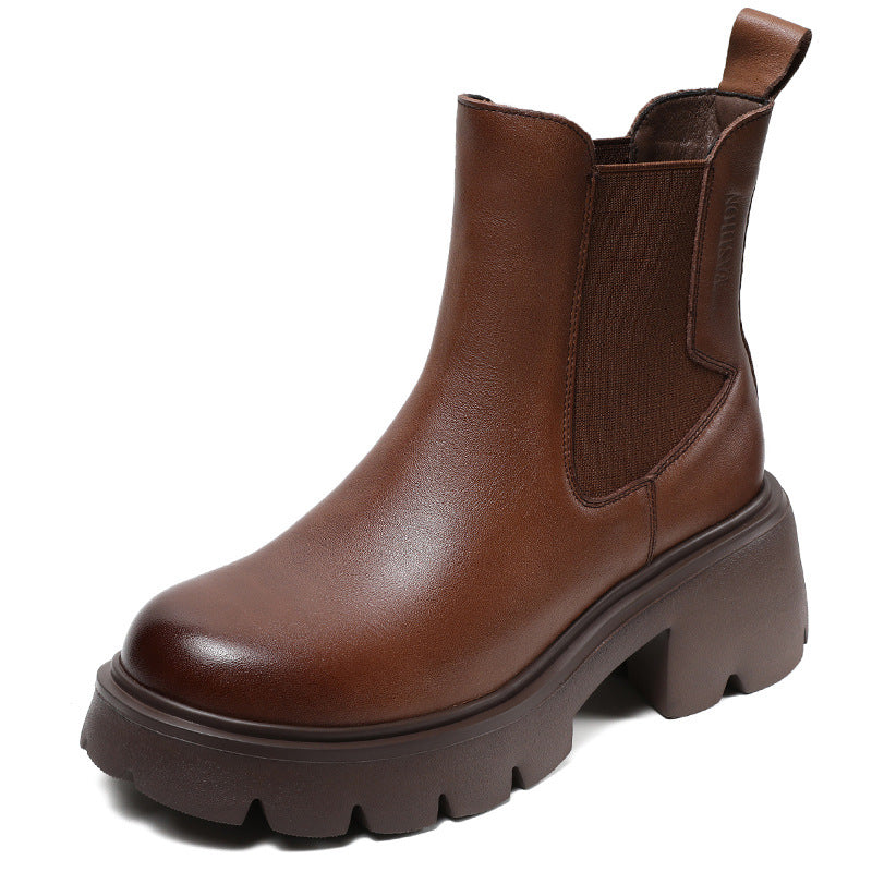 Women Minimalist Slip-on Leather Casual Boots Newgew Shoes