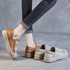 Women Minimalist Fashion Leather Flat Casual Shoes Newgew Shoes