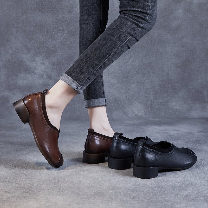 Women Retro Patchwork Soft Leather Casual Shoes Newgew Shoes