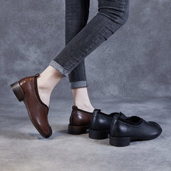 Women Retro Patchwork Soft Leather Casual Shoes Newgew Shoes