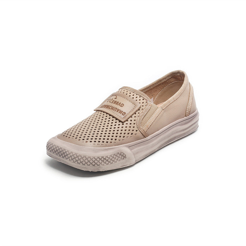 Women Minimalist Hollow Leather Flat Casual Shoes Newgew Shoes