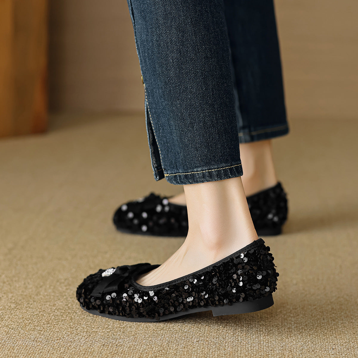 Women Fashion Glitter Soft Casual Flats Shoes Newgew Shoes