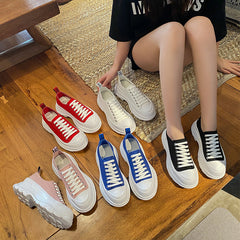 Women's Thick-soled Mcqueen Summer Heightened Easy Wear Canvas Shoes Newgew