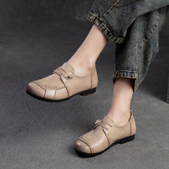 Women Retro Minimalist Leather Soft Flat Casual Shoes Newgew Shoes