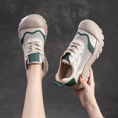Women Fashion Breathable Mesh Leather Casual Shoes Newgew Shoes