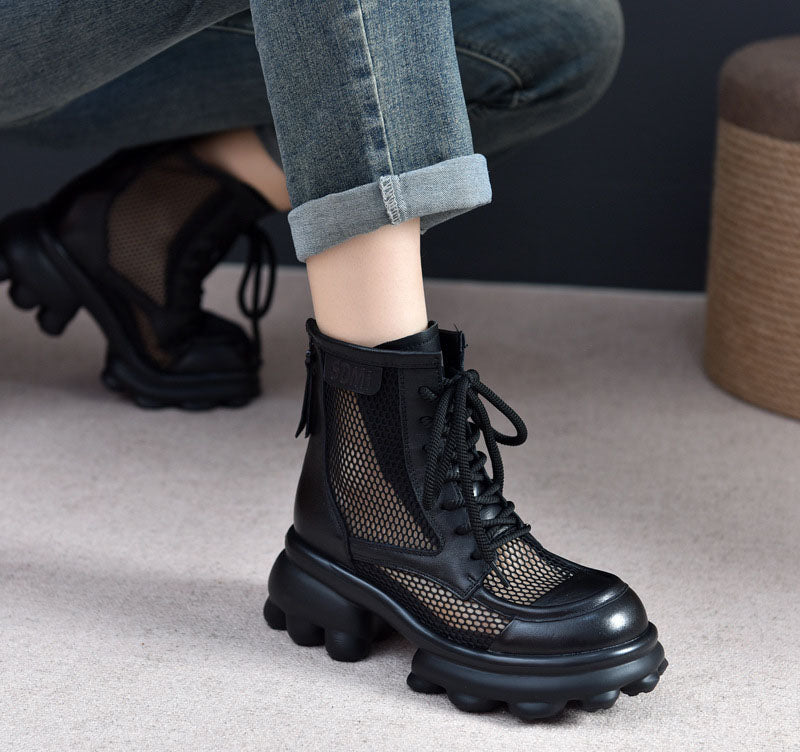 Hollow Thick-Soled Mesh Boots Newgew