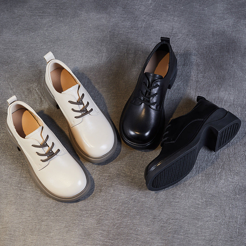 Women Minimalism Soft Leather Chunky Block Casual Shoes Newgew Shoes