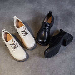 Women Minimalism Soft Leather Chunky Block Casual Shoes Newgew Shoes