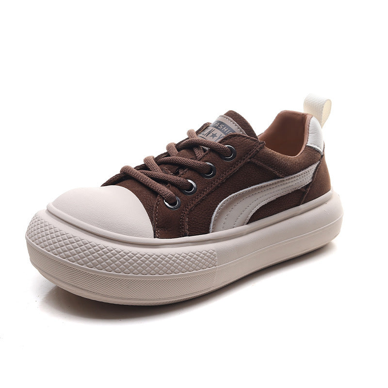 Women Fashion Patchwork Leather Thick Soled Casual Shoes Newgew Shoes