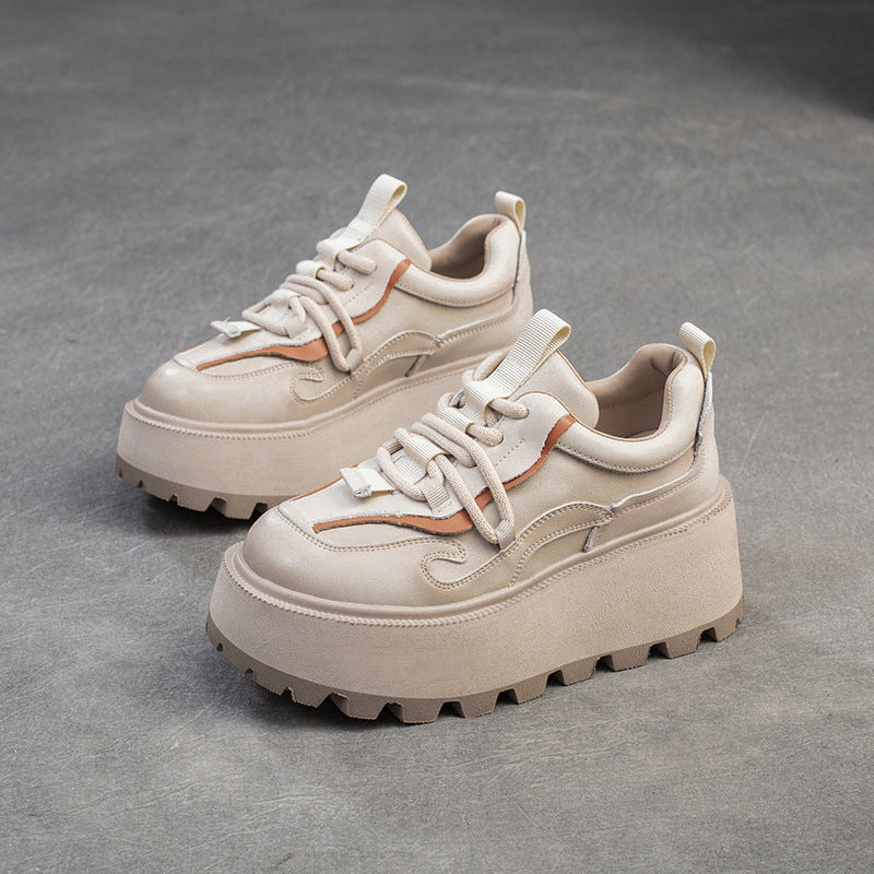 Women Retro Leather Platform Casual Shoes Newgew Shoes
