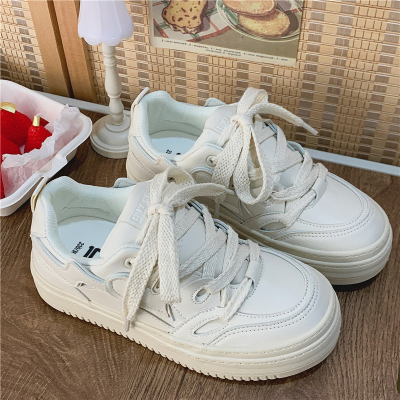 Trendy Sports Skateboard Female Style White Canvas Shoes Newgew