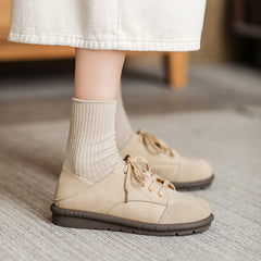Women Retro Nubuck Leather Flat Casual Shoes Newgew Shoes