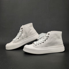 Men Stylish Leather High-Top Flat Casual Shoes Newgew Shoes