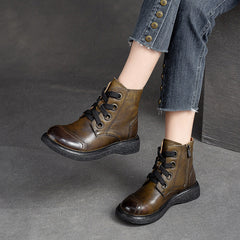 Women Retro Minimalist Leather Casual Boots Newgew Shoes