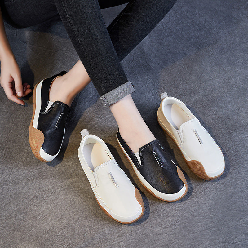 Women Soft Leather Minimalism Casual Loafers Newgew Shoes