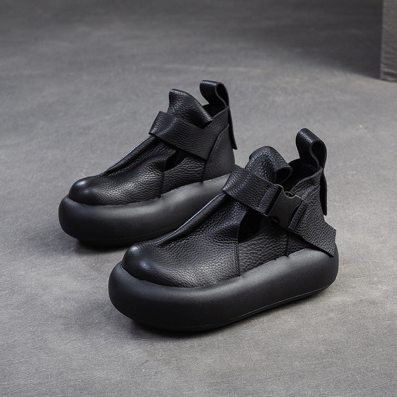 Women Retro Leather Platform Casual Shoes Newgew Shoes