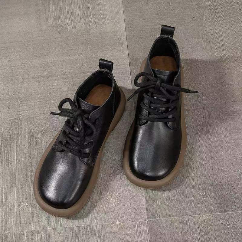 Women Ankle Flat Casual Cowhide Boots Newgew Shoes