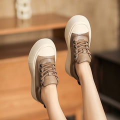 Women Retro Stylish Leather Flat Casual Shoes Newgew Shoes