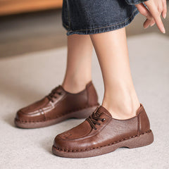 Women Retro Leather Slip-on Comfortable Casual Shoes Newgew Shoes
