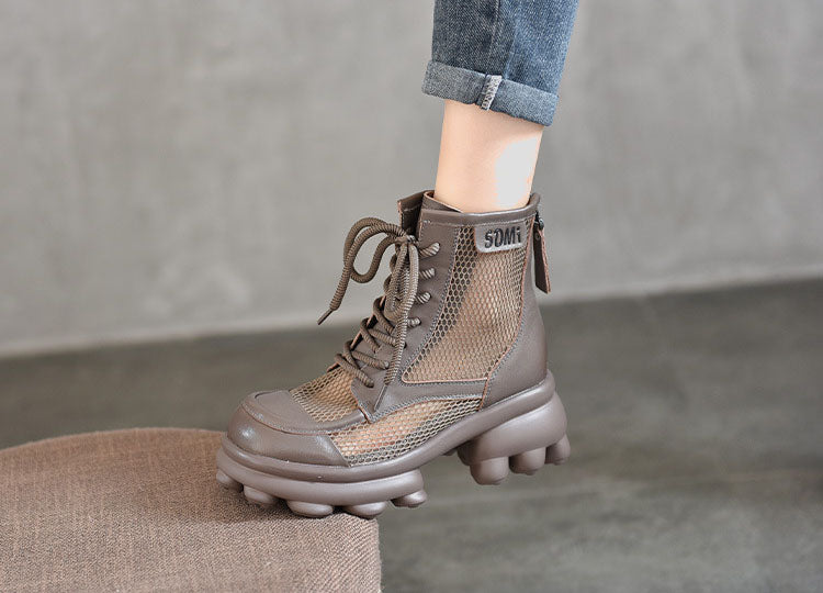 Hollow Thick-Soled Mesh Boots Newgew