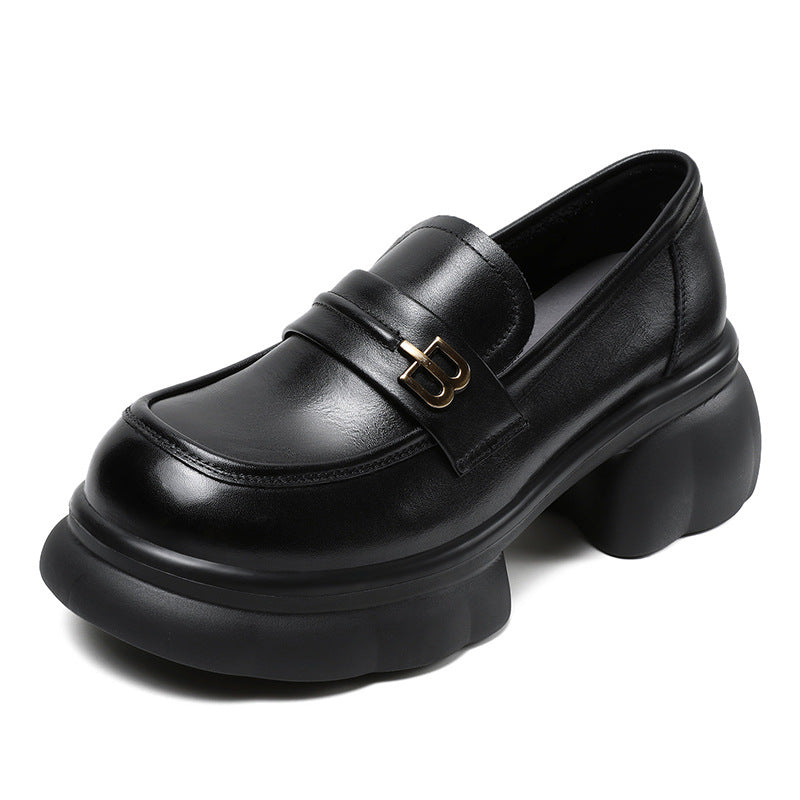 Women Retro Leather Platform Casual Loafers Newgew Shoes