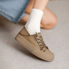 Women Retro Leather Flat Casual Shoes Newgew Shoes