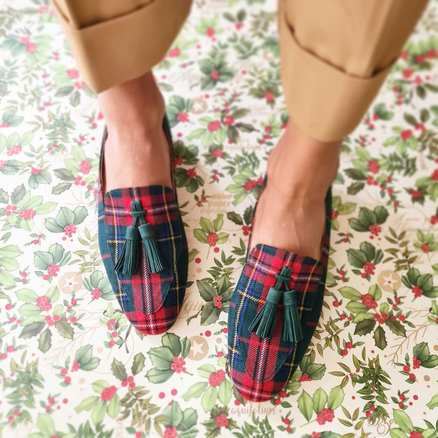 Under The Tree Red Plaid Flat Mules Pairmore