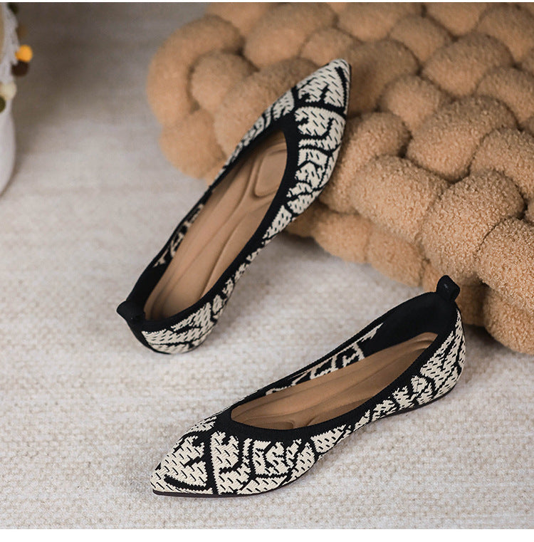 Pointed Knitted Egg Roll Flat Flying Woven Shoes NewGew
