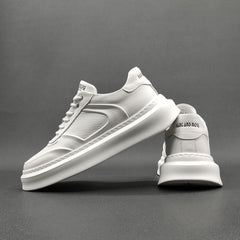 Men Casual Breathable Pure White Leather Sneakers Newgew Shoes