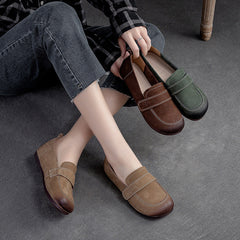 Women Retro Nubuck Soft Velcro Tape Flats Newgew Shoes