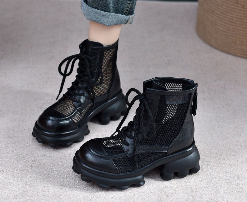 Hollow Thick-Soled Mesh Boots Newgew