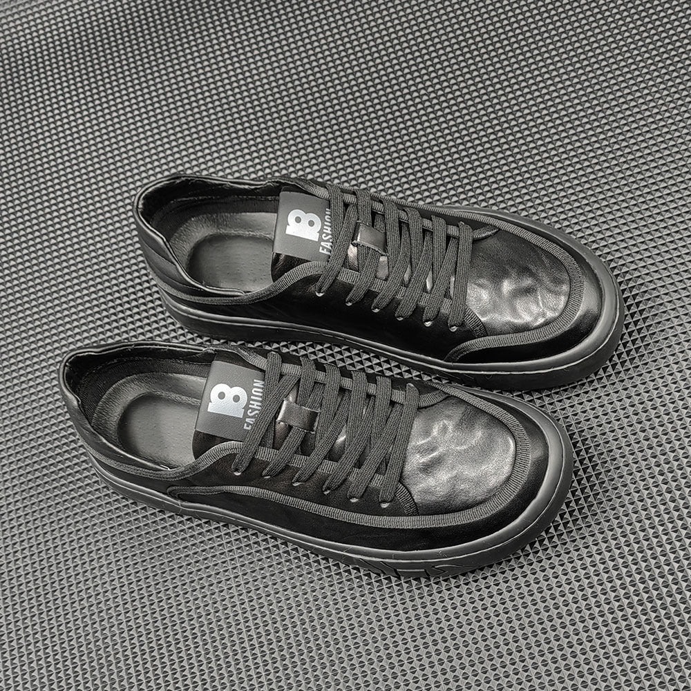 Men Solid Minimalist Leather Flat Casual Shoes Newgew Shoes