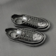 Men Solid Minimalist Leather Flat Casual Shoes Newgew Shoes