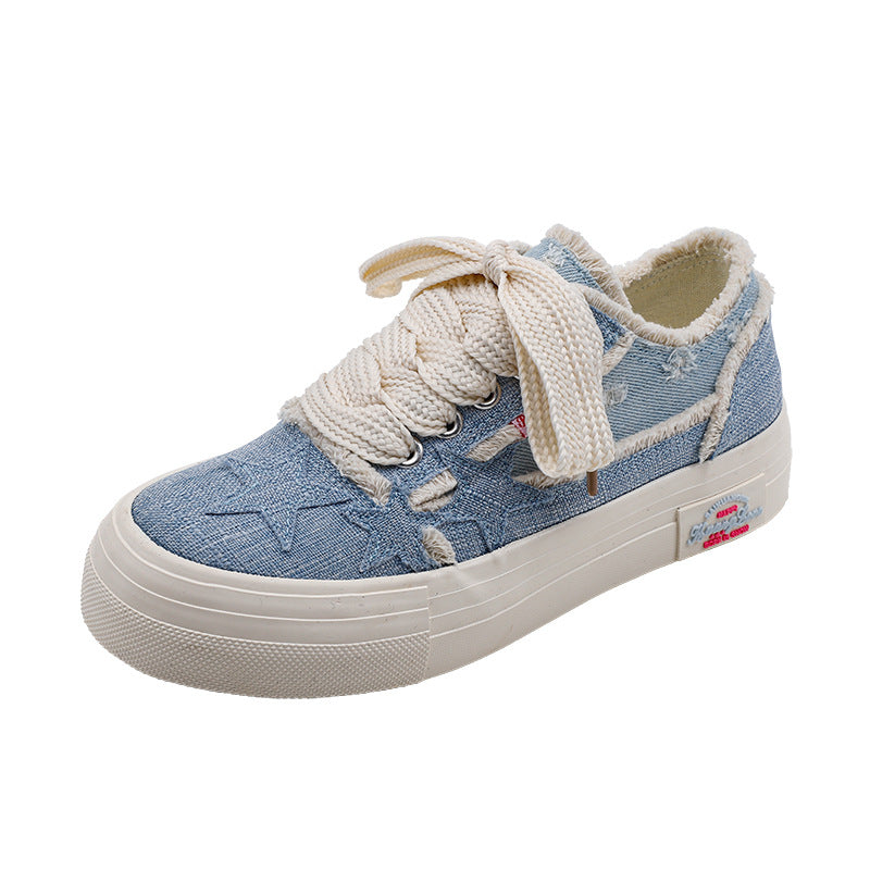 Women's Niche Unique Raw Edges Design Canvas Shoes Newgew