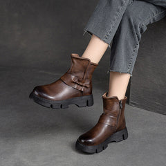 Women Retro Leather Comfort Casual Boots Newgew Shoes