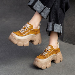 Women Minimalist Leather Chunky Platform Casual Shoes Newgew Shoes