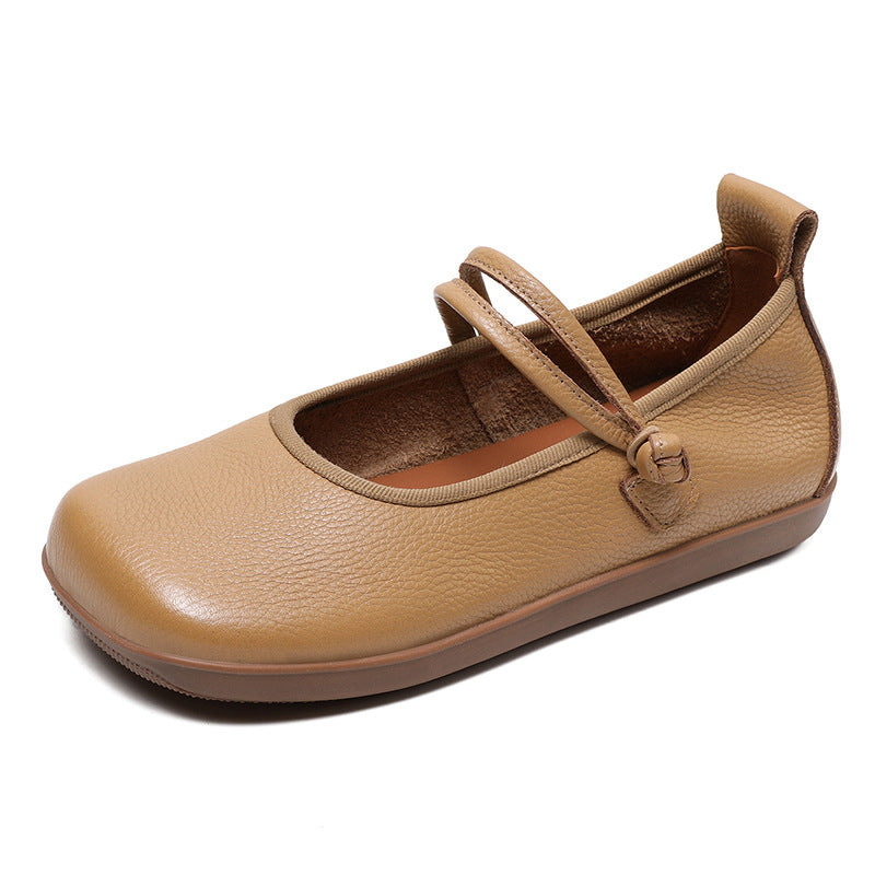 Women Retro Pure Leather Soft Casual Flats Newgew Shoes