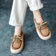 Women Handmade Soft Leather Thick Soled Casual Shoes Newgew Shoes